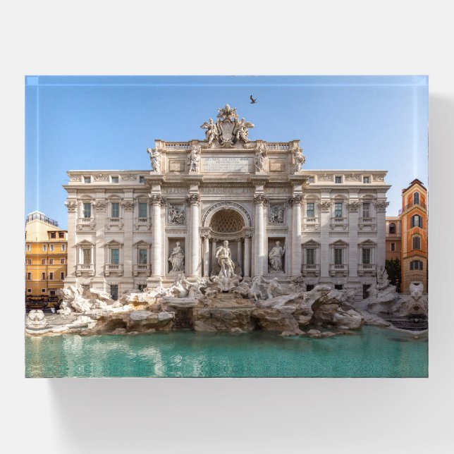 Trevi Fountain at early morning - Rome, Italy Paperweight (Front)