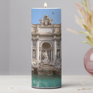 Trevi Fountain at early morning - Rome, Italy Pillar Candle