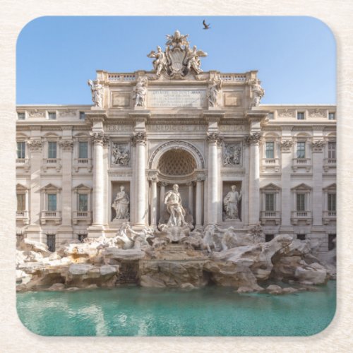 Trevi Fountain at early morning _ Rome Italy Square Paper Coaster