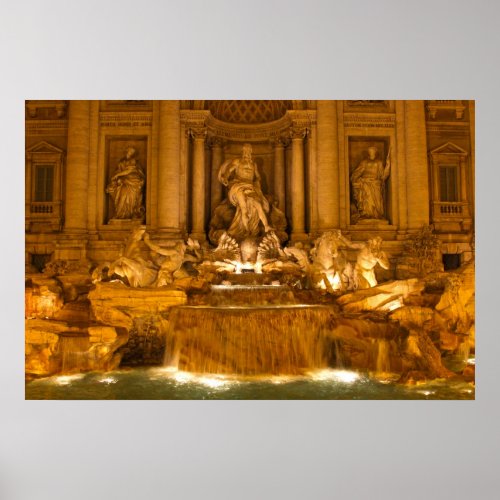 Trevi Fountain at Night HDR Poster