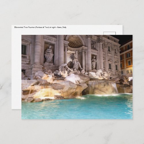 Trevi Fountain at night _ Rome Italy Postcard