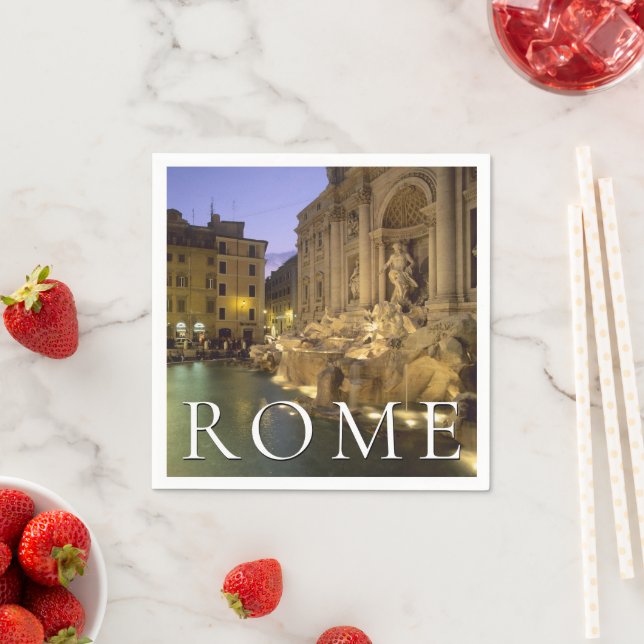 Trevi Fountain at Night | Rome, Lazio, Italy Napkins (Insitu)