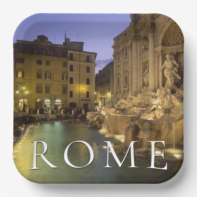 Trevi Fountain at Night | Rome, Lazio, Italy Paper Plates (Front)