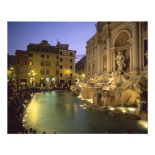 Trevi Fountain at night, Rome, Lazio, Italy Photo Print