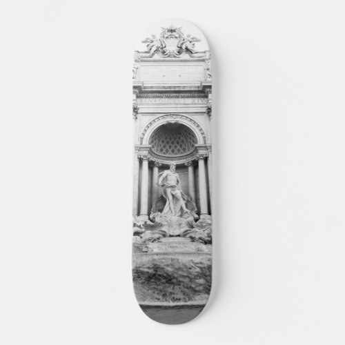Trevi Fountain in Rome in Black  White 1 travel Skateboard