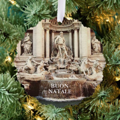 Trevi Fountain Paper Christmas photo ornament