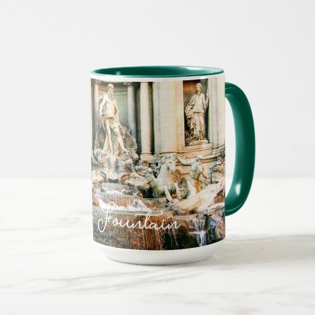 Trevi Fountain photo mug with custom color handle (Front Right)