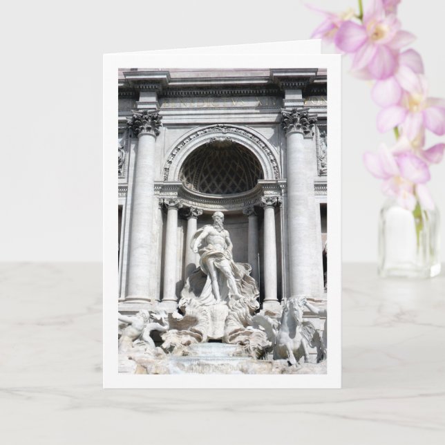 Trevi Fountain Portrait, Rome, Italy Card (Orchid)