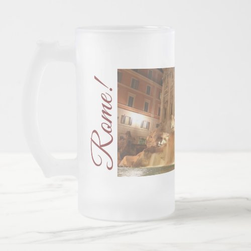 TREVI FOUNTAIN ROME CRYSTAL STAINED GLASS DESIGN  FROSTED GLASS BEER MUG