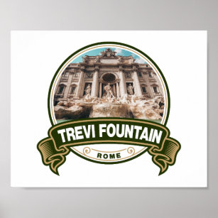 Trevi Fountain Rome Italy Badge Poster