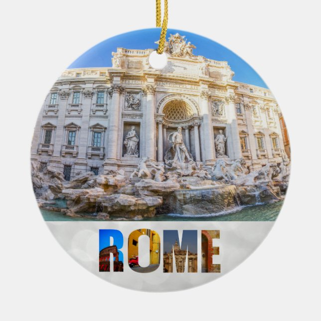 Trevi Fountain Rome Italy Christmas Ceramic Ornament (Front)