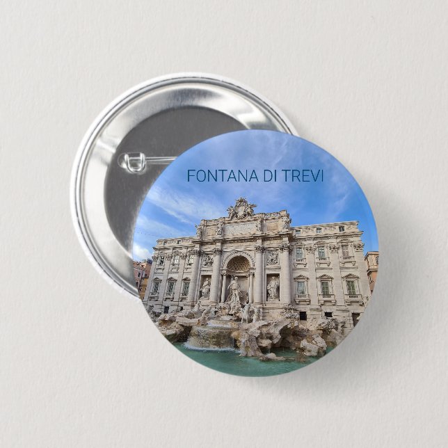 Trevi Fountain Rome Italy Holiday Panorama Button (Front & Back)