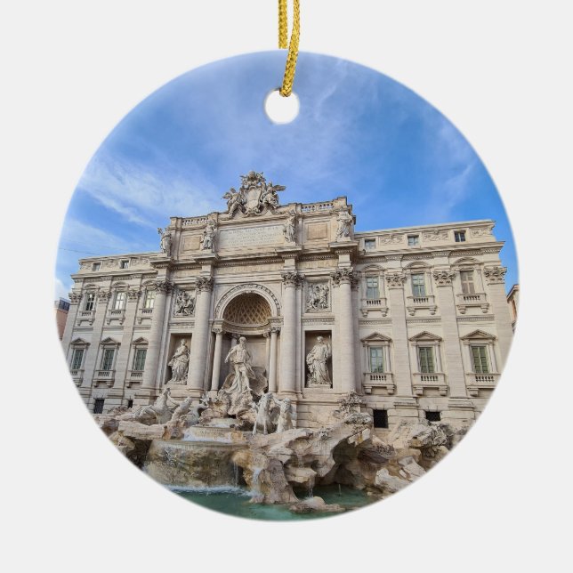 Trevi Fountain Rome Italy Holiday Panorama Ceramic Ornament (Front)