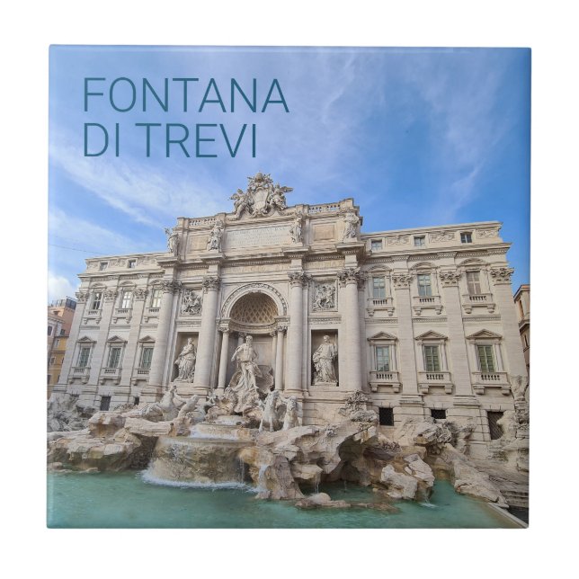 Trevi Fountain Rome Italy Holiday Panorama Ceramic Tile (Front)
