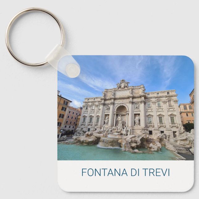 Trevi Fountain Rome Italy Holiday Panorama Keychain (Front)