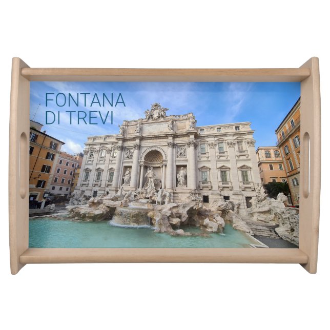 Trevi Fountain Rome Italy Holiday Panorama Serving Tray (Front)