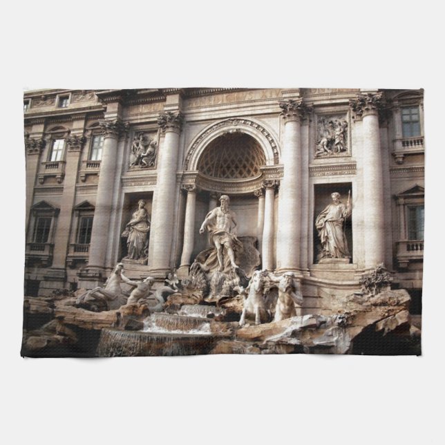 Trevi Fountain Rome Italy Travel Kitchen Towel (Horizontal)