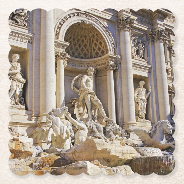Trevi Fountain Rome Photography Paper Coaster (Front)