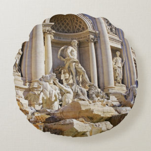 Trevi Fountain Rome Photography Round Pillow