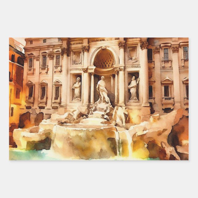 Trevi Fountains, Italy Rome Wrapping Paper Sheets (Front)