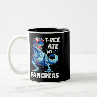 TRex Ate My Pancreas Dinosaur Funny Diabetes Aware Two-Tone Coffee Mug