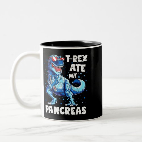 TRex Ate My Pancreas Dinosaur Funny Diabetes Aware Two_Tone Coffee Mug