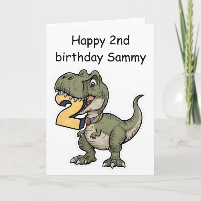 trex biting on the number 2 card (Front)