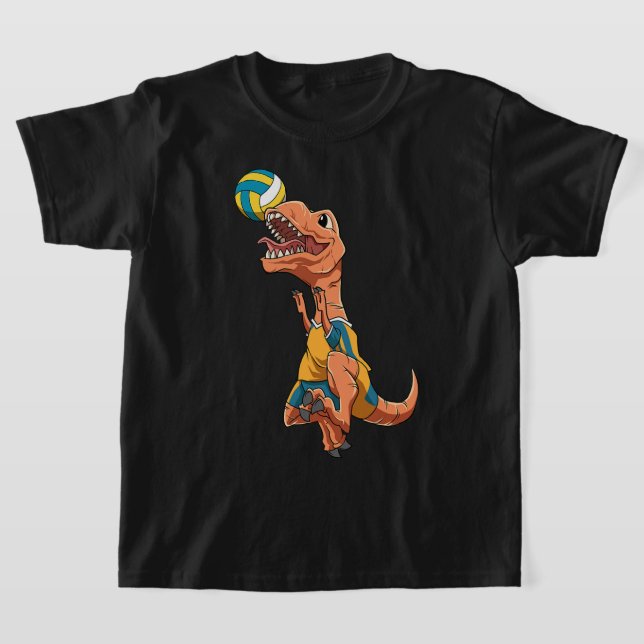 TRex Blocks Volleyball Funny Dinosaur Volleyball T-Shirt (Laydown)