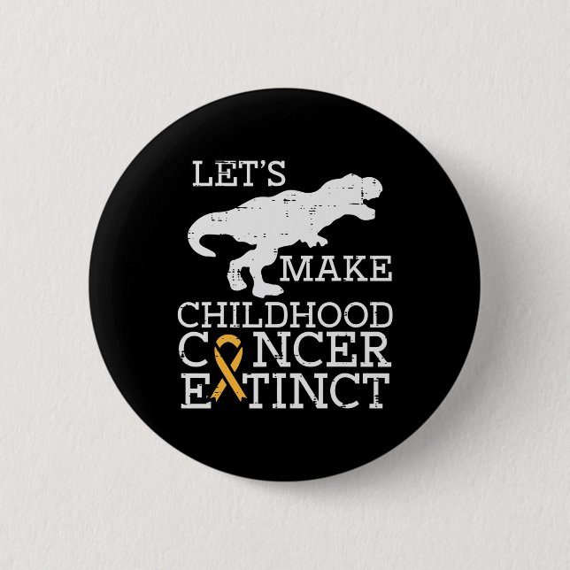 Trex Childhood Cancer Extinct Awareness Dinosaur B Button (Front)