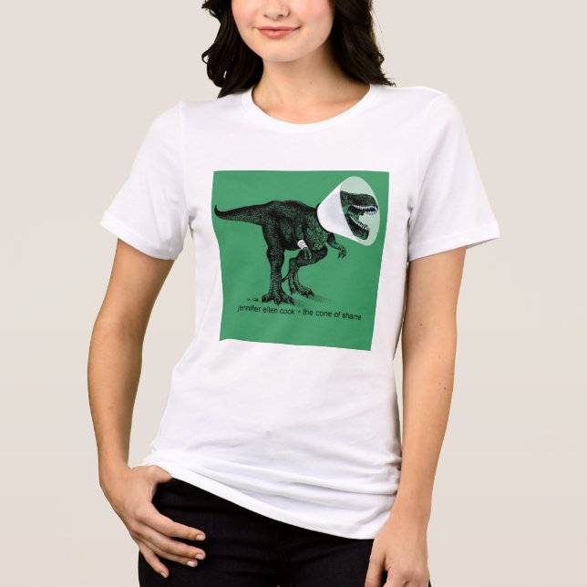 TRex cone of shame  Jennifer ellen Cook Tri-Blend Shirt (Front)