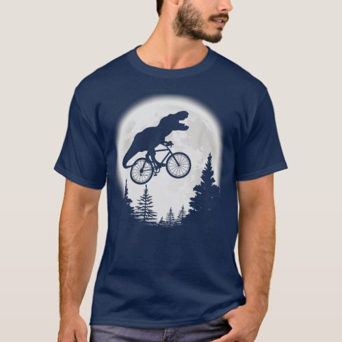 TRex Cycling Moon Bike Dinosaur Riding Bicycle Fun T_Shirt