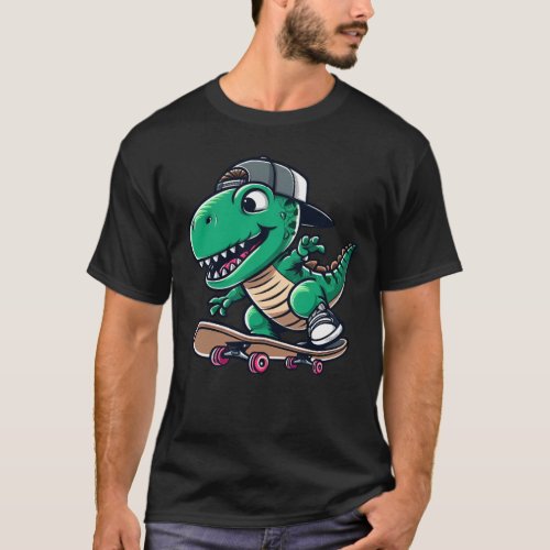 TRex Dino Tyrannosaurus Skateboard T_Shirt