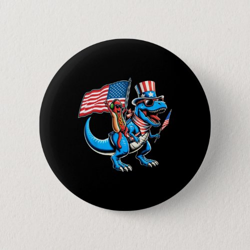 Trex Dinosaur 4th Of July Amerisaurus Toddler Boy  Button