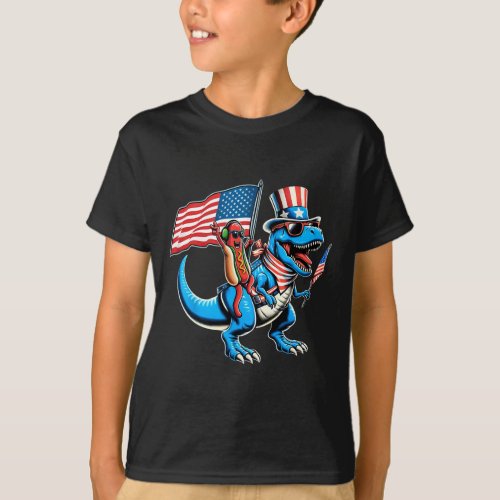 Trex Dinosaur 4th Of July Amerisaurus Toddler Boy  T_Shirt