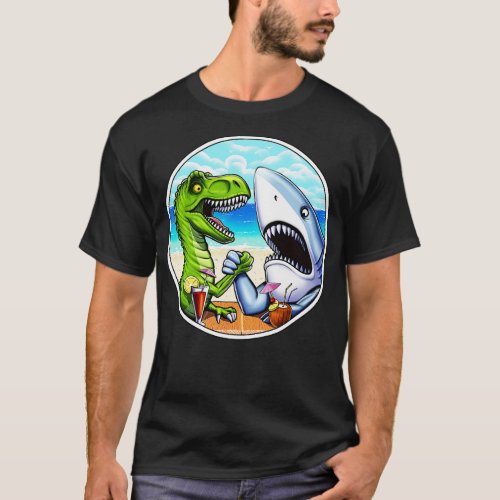 TRex Dinosaur Arm Wrestling T_Shirt