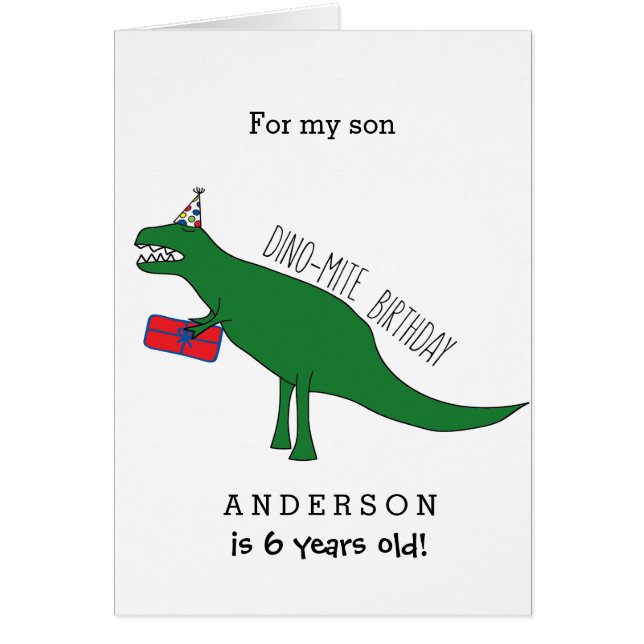 Trex Dinosaur Birthday Cards (Front)