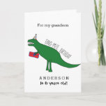 Trex Dinosaur Birthday Grandson Card<br><div class="desc">A trex dinosaur birthday card for grandson, which you can easily personalize with his name and age. Inside the trex birthday card reads "Rawr! It's your birthday! Biggest birthday wishes for a dino-mite kid." You can also personalize the birthday message inside as well. The back of the dinosaur card says...</div>
