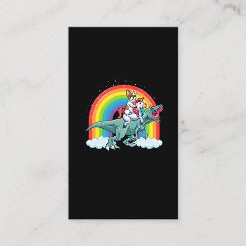 Trex Dinosaur French Bulldog Unicorn Rainbow Business Card