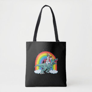 Trex Dinosaur French Bulldog Unicorn Rainbow Tote Bag