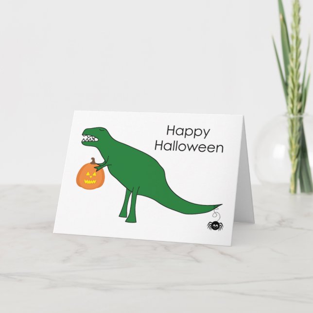 Trex Dinosaur Halloween Card (Front)