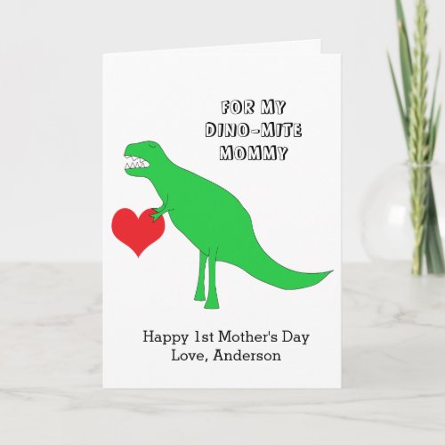Trex Dinosaur Happy 1st Mothers Day From Child Card