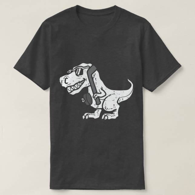 Trex Dinosaur Ice Hockey Cute Player Goalie Men Ki T-Shirt (Design Front)