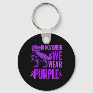 Trex Dinosaur In November We Wear Purple Epilepsy  Keychain