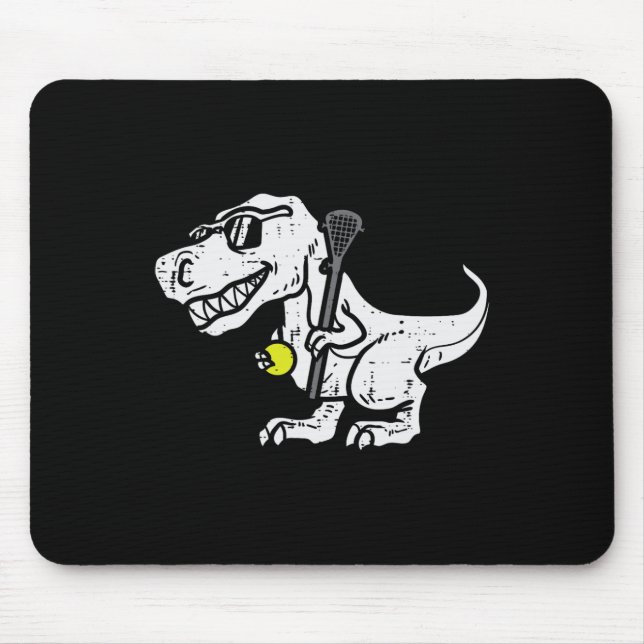 Trex Dinosaur Lacrosse Funny Lax Player Goalie Kid Mouse Pad (Front)