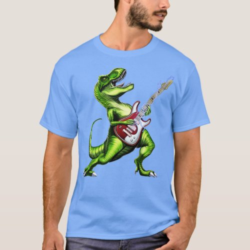 TRex Dinosaur Playing Guitar T_Shirt