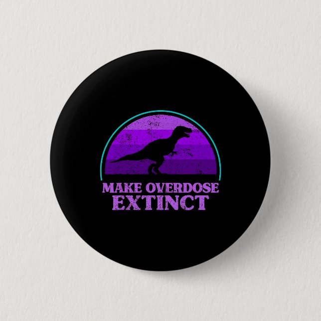 Trex Dinosaur Purple Make Overdose Extinct Awarene Button (Front)