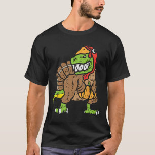 Trex Dinosaur Turkey Fun Toddler Kids Thanksgiving T-Shirt