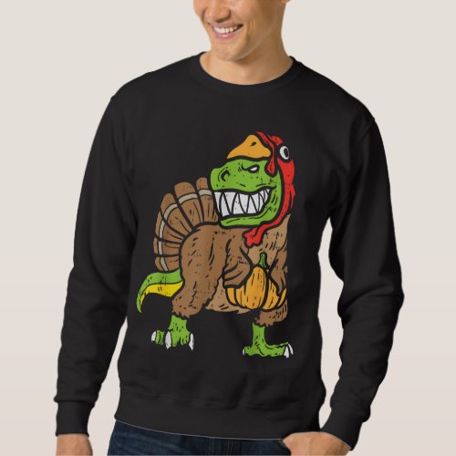Trex Dinosaur Turkey Funny Toddler Kids Thanksgivi Sweatshirt