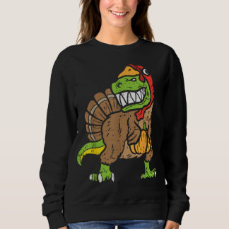 Trex Dinosaur Turkey Funny Toddler Kids Thanksgivi Sweatshirt