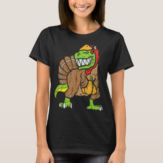 Trex Dinosaur Turkey  Toddler Kids Thanksgiving Bo T-Shirt